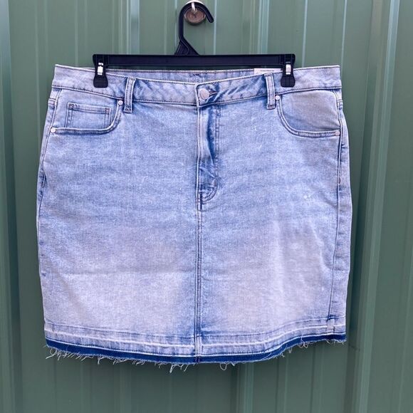 Women’s Denim Acid Washed Comfy Released Hem Mini Shirt Size 18 - Picture 1 of 11